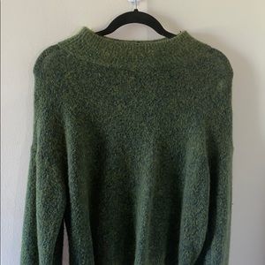 H&M Women’s Fuzzy Green Turtleneck Sweater